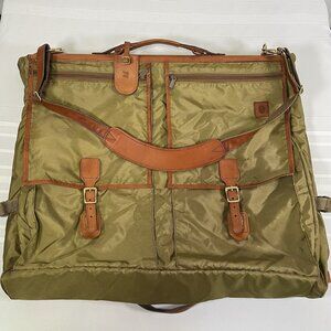 Vtg Hartmann Hanging Garment Bag Nylon w/ Belting Leather Trim Luggage Travel